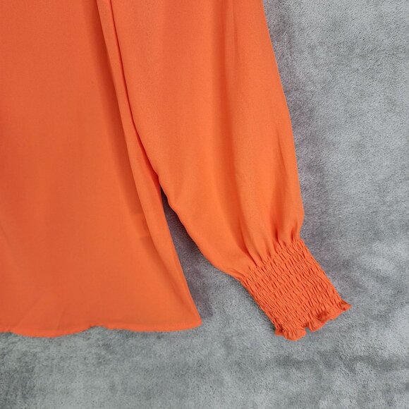 Women's Chaus V-Neck Long Sleeve Blouse Orange 100% Polyester Size S - Picture 3 of 10